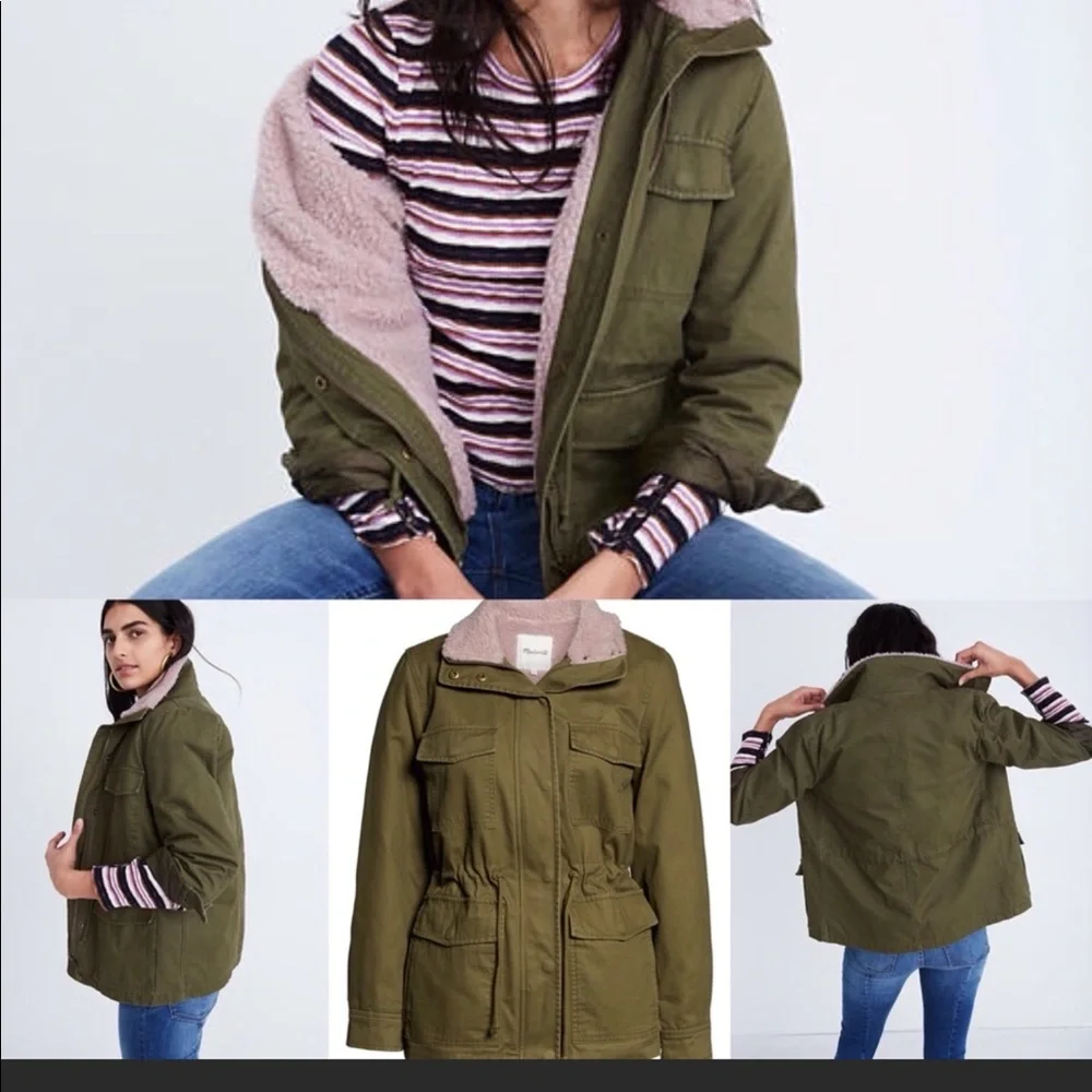 NWT Madewell Sherpa Trim Utility Jacket - Picture 1 of 7